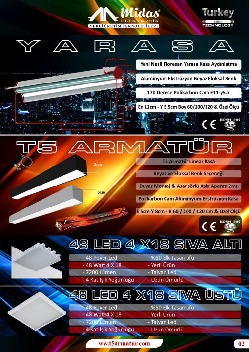  t5 led armatür  linear kasa imalat